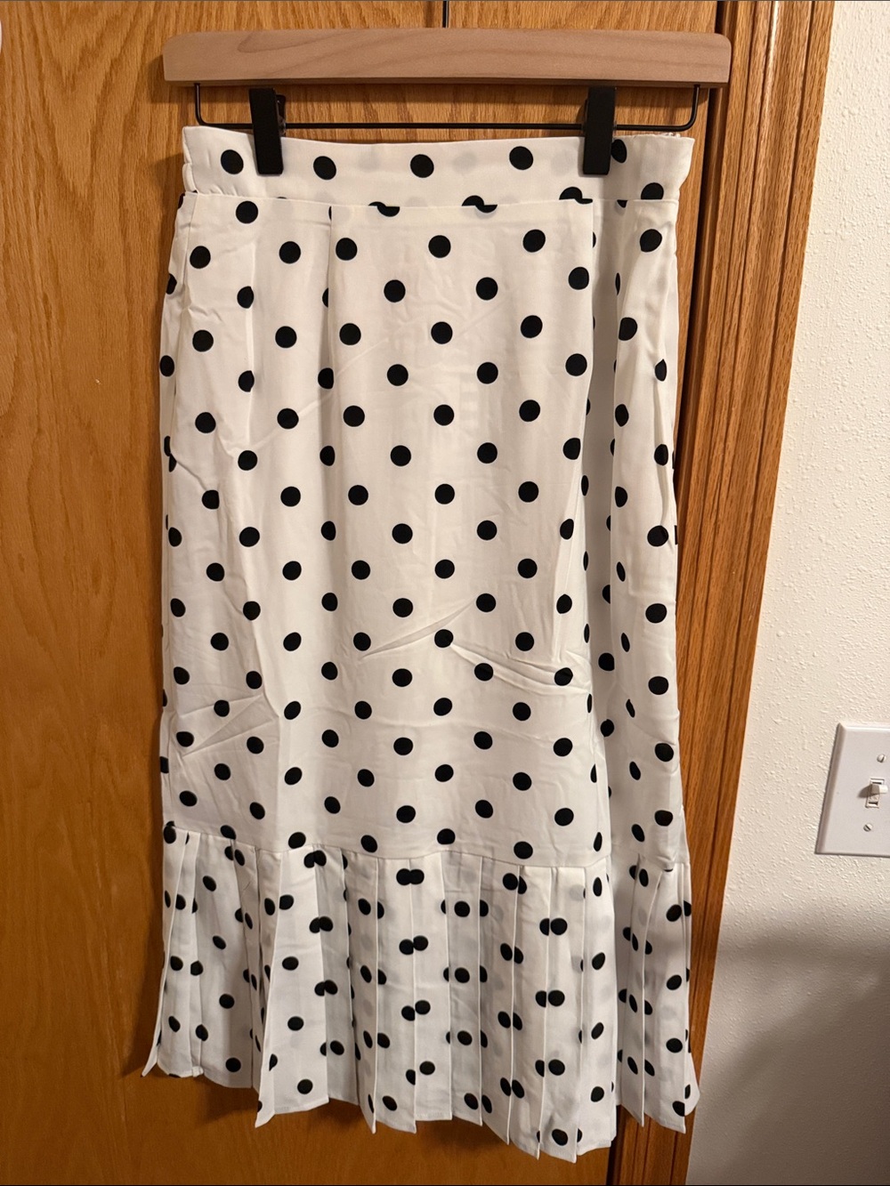 Polka Dot Midi Skirt - White with Black Dots